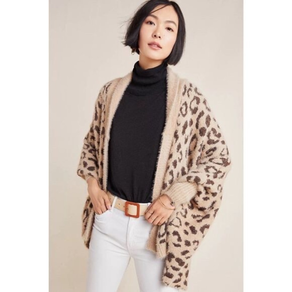 Anthropologie Akemi + Kin Louise Leopard‎ Wrap Cardigan One Size Cozy Casual
